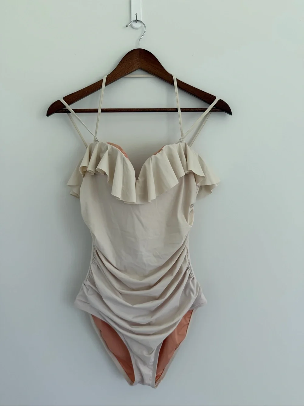 J.Crew Ivory Ruched One-Piece Swimsuit | Size 10 | Excellent Used Condition